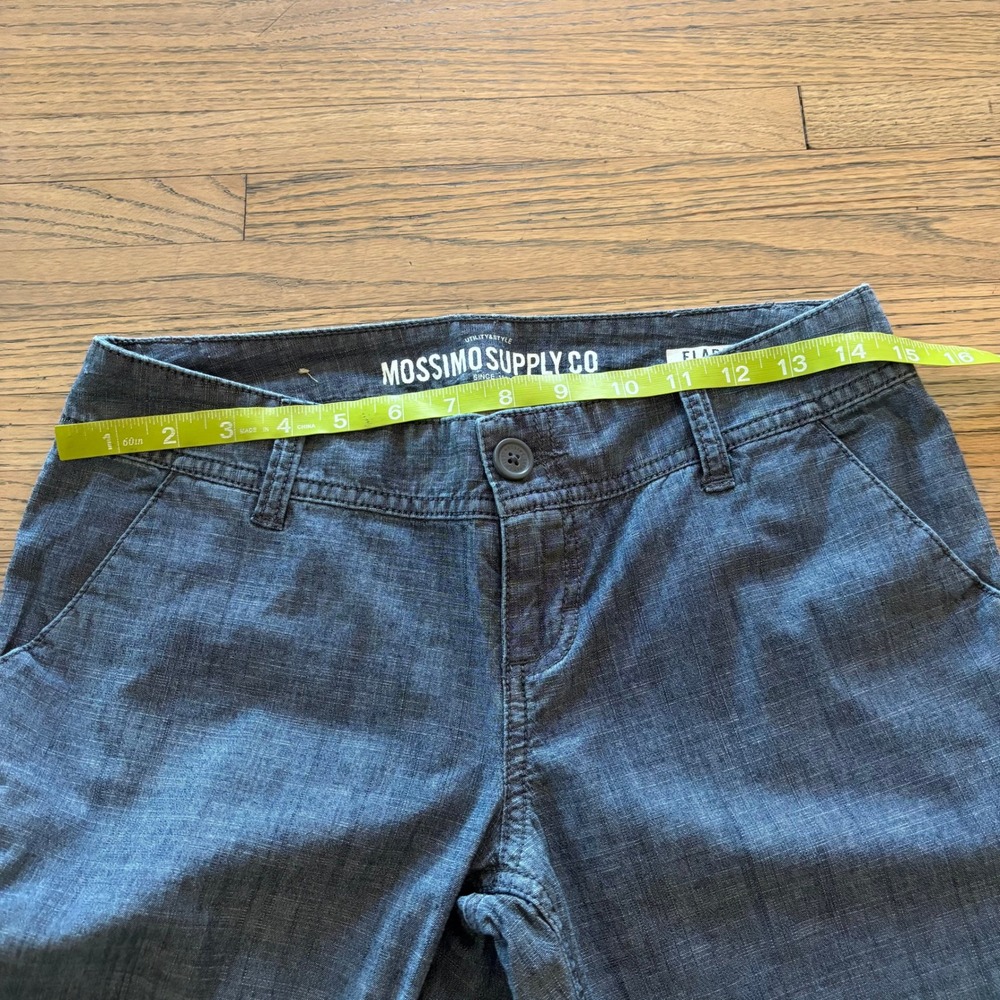 Mossimo Supply Co Womens Blue Flare Leg Low Rise Pants Size 5 Fit 6 Y2K Boho - Picture 5 of 6